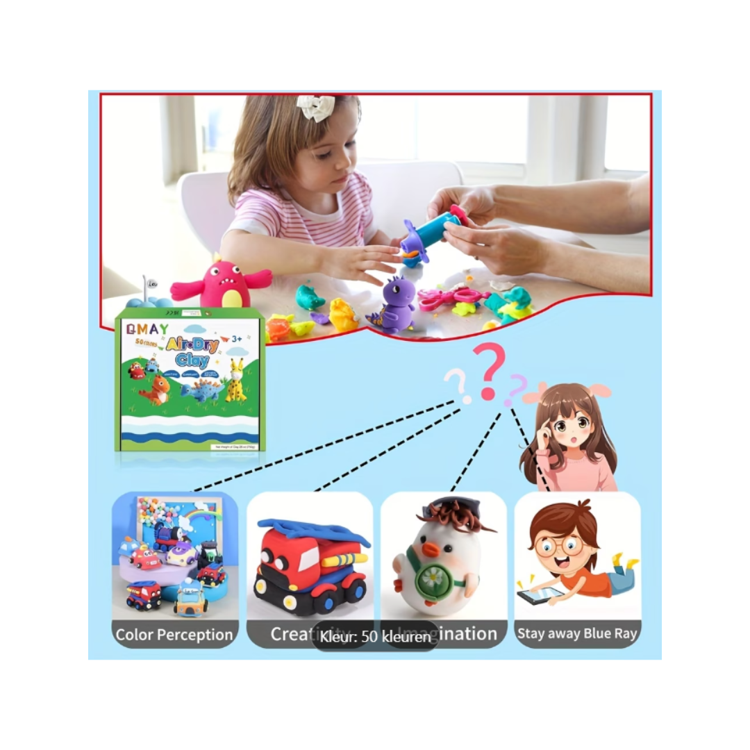 MiniMagic Kleiset – 50 Kleuren Creatief Pakket (Alles-in-1 DIY Set)