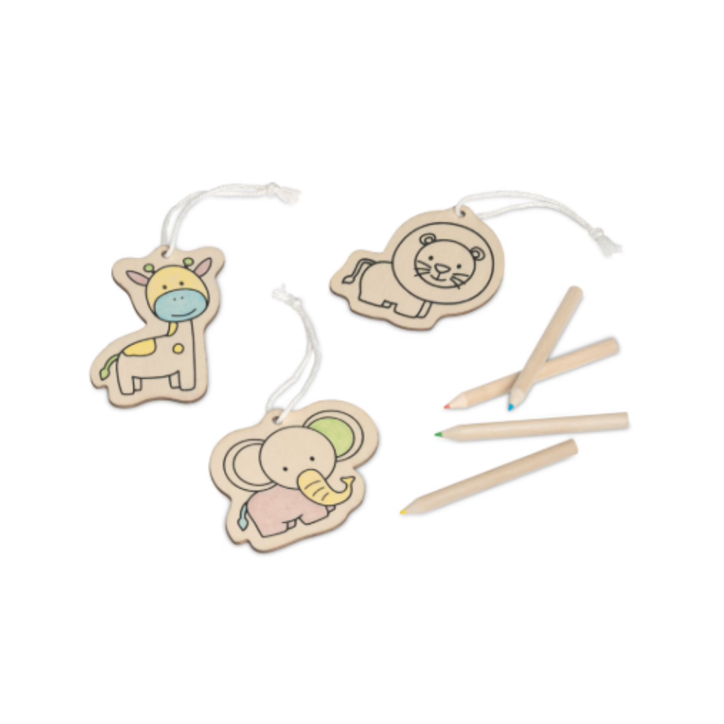 Houten Dieren Hangers Knutselset 🦁🦒🐘