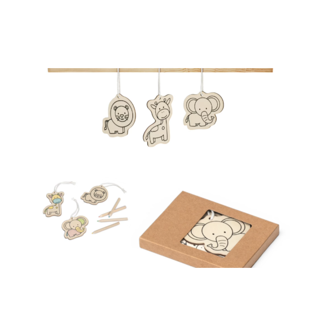 Houten Dieren Hangers Knutselset 🦁🦒🐘