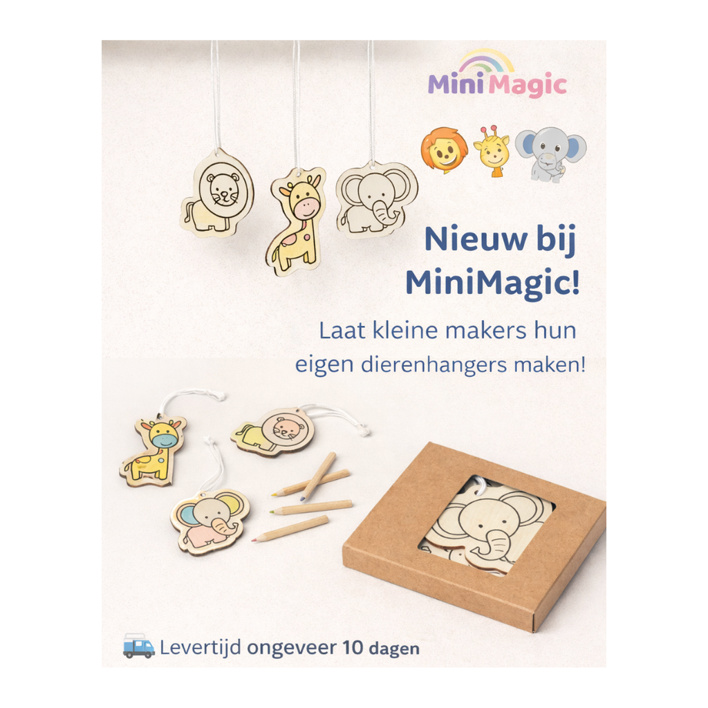 Houten Dieren Hangers Knutselset 🦁🦒🐘